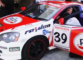 Bernd being strapped in.